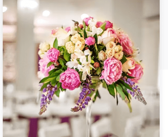 Tall Fuchsia Rose Centerpiece