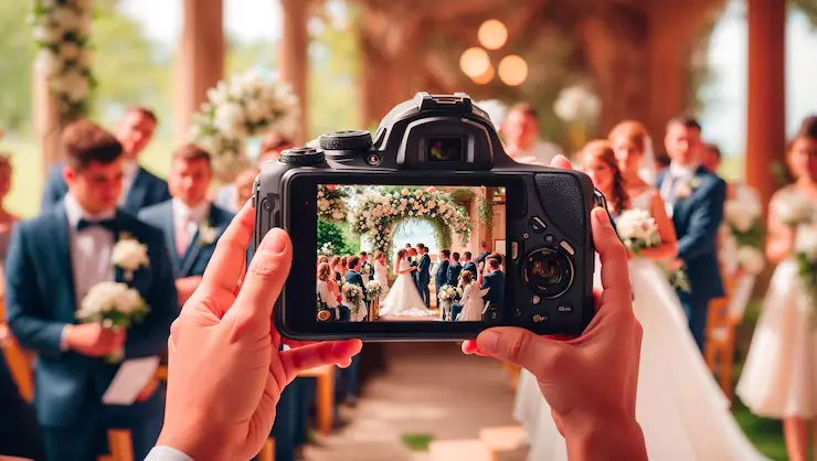 Camera With Picture of Bride and Groom